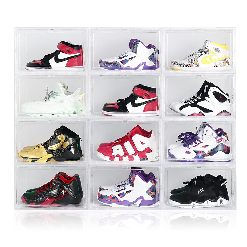 Custom logo wholesale high quality plastic clear storage containers box shoe storage box stackable