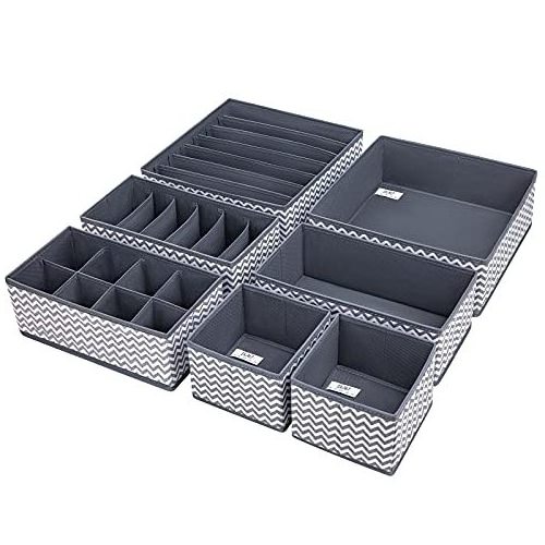 7 Pcs Foldable Cloth Storage Box Closet Dresser Drawer Divider Organizer for Cloth Sock Scarves Ties Underwear Drawer Organizer