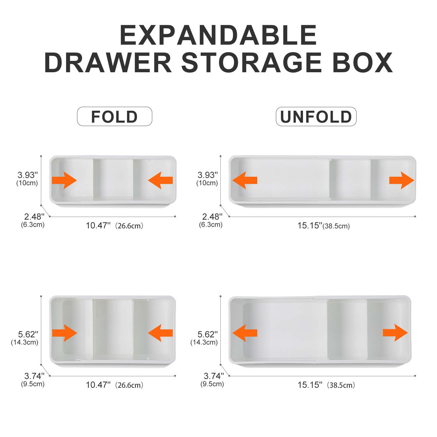 4 Packs Expandable Desk Drawer Organizer Plastic Box Storage Bins Dresser Organizer for Nursery Bathroom Kitchen Makeup Office