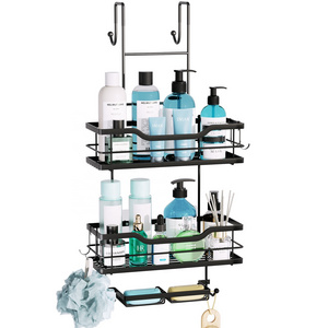 Bathroom Hanging Double Shower Shelf with Hook No Drilling Stainless Steel Over the Door Shower Organizer