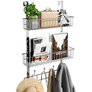 Metal Over The Door Organizer Hanger Door Hanger Towel Rack 9 Hooks 2 Mesh Basket Over Door Bathroom Organizer Hanger Shelf