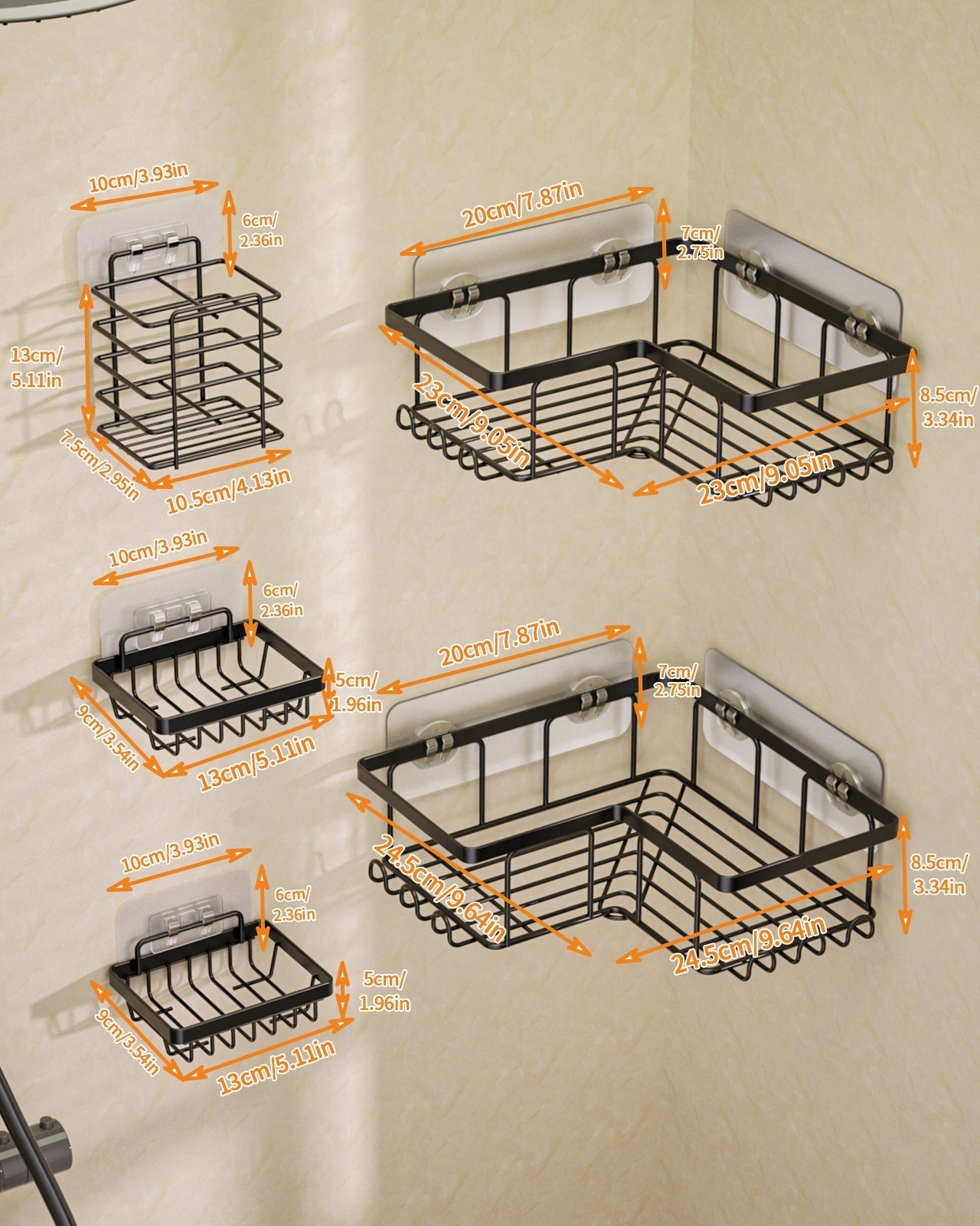 Steel Wall Mounted Shelf Organizer Corner Storage Racks & Shelving Units Bathroom Shower Caddy Rack Hanging Shower Caddies