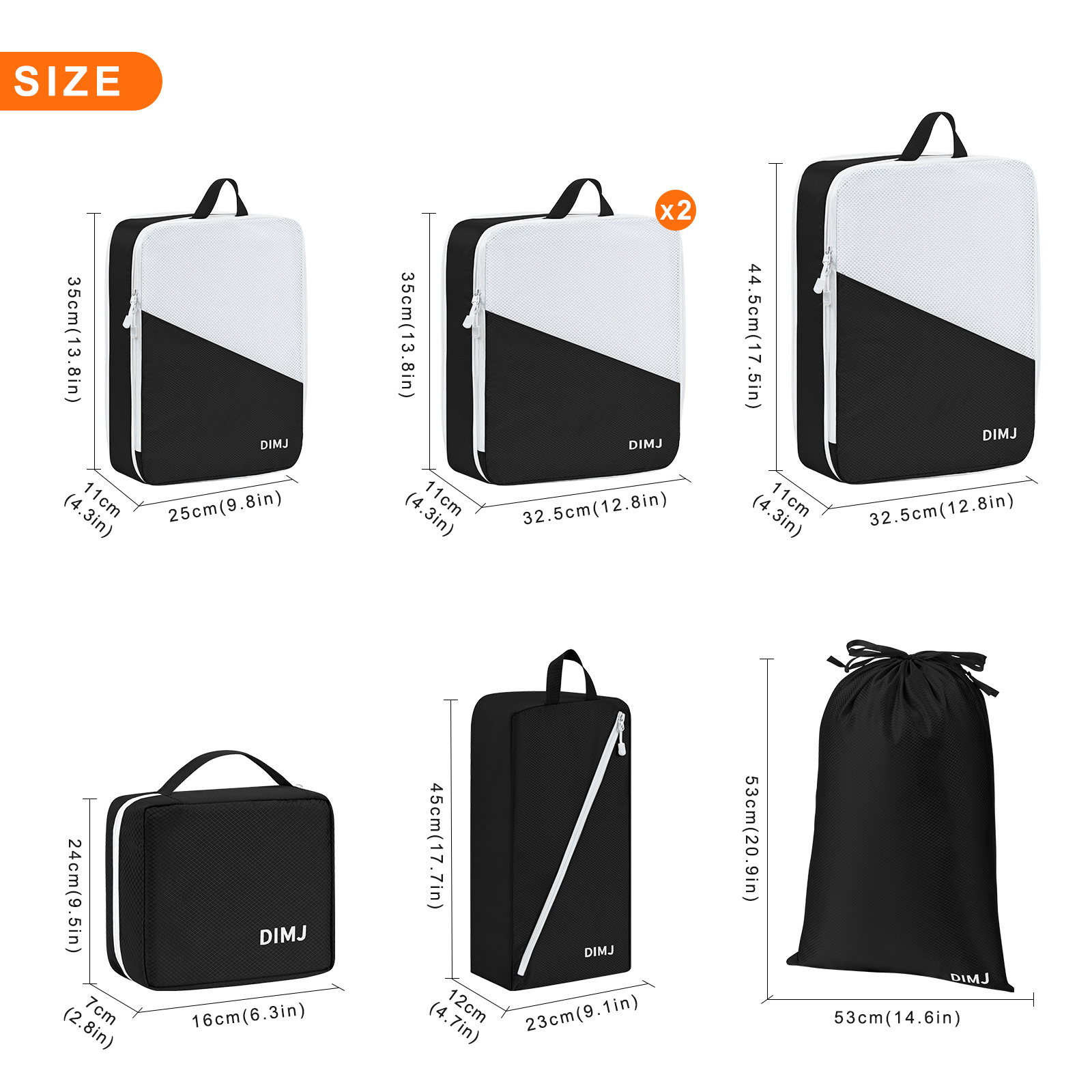 Factory New Style 7 Pcs Waterproof Packing Cubes Suitcase Organizers Travel Bag Compression Luggage Organizer for Business