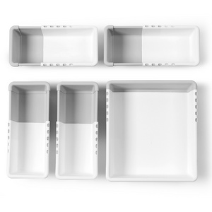 5 Pcs Expandable Plastic Makeup Drawer Organizers Baby Clothes Dresser Organizer Storage Box for Kitchen Bedroom Bathroom Office