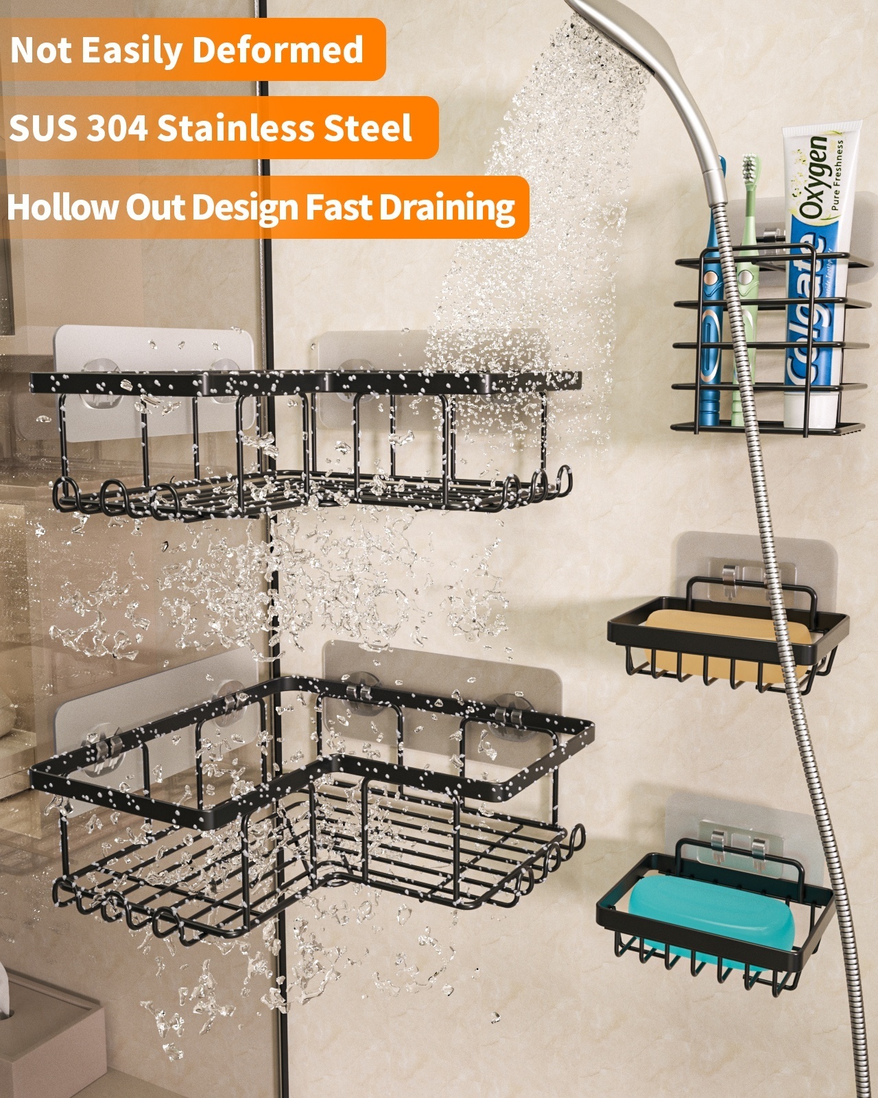 Steel Wall Mounted Shelf Organizer Corner Storage Racks & Shelving Units Bathroom Shower Caddy Rack Hanging Shower Caddies