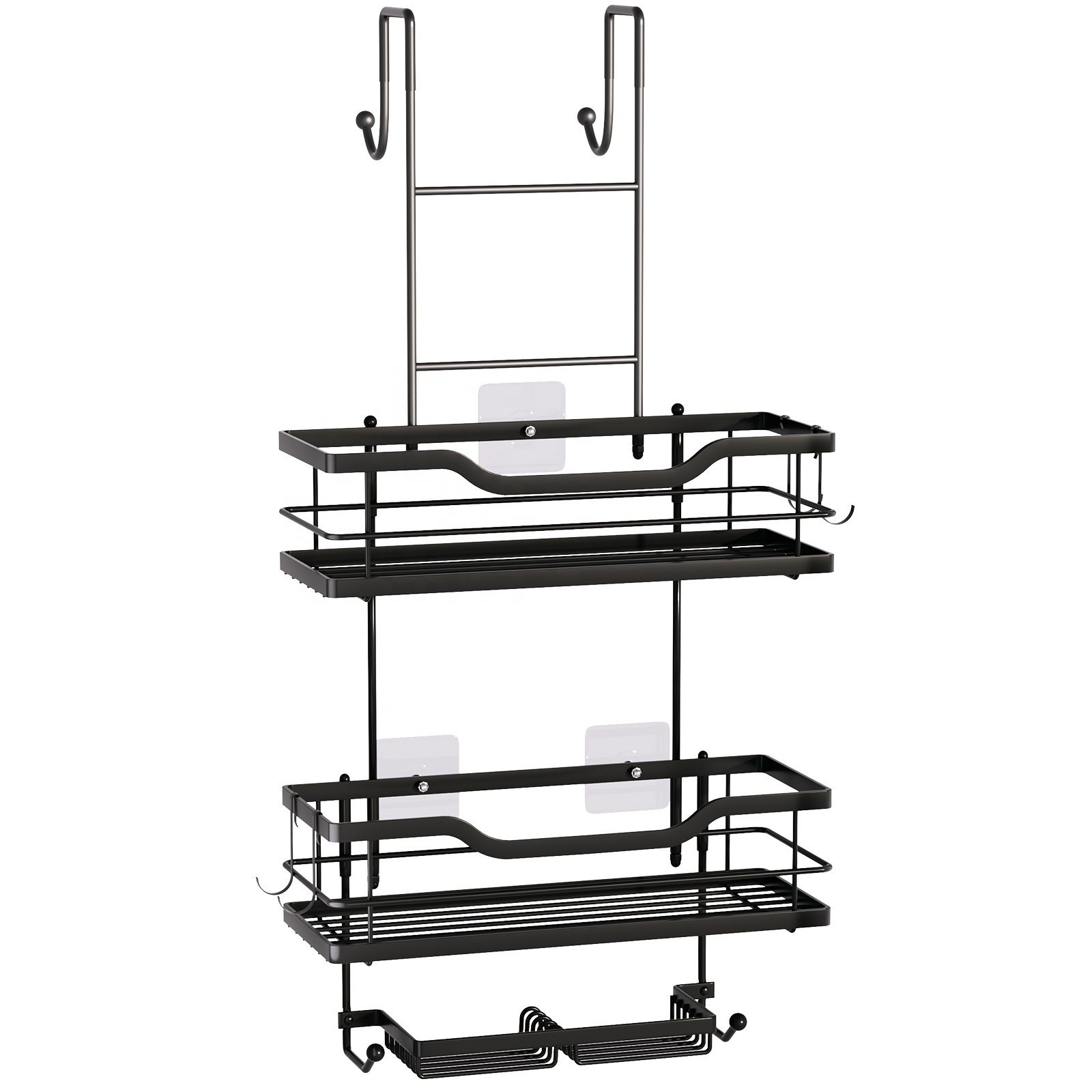 Bathroom Hanging Double Shower Shelf with Hook No Drilling Stainless Steel Over the Door Shower Organizer