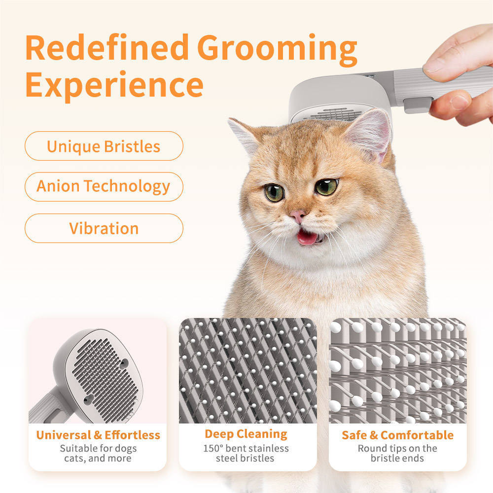 2024 New Pet Grooming Products Multifunctional Negative Ion Massage Pet Brush Cat Dog Comb Self Cleaning Slicker Brush for cat