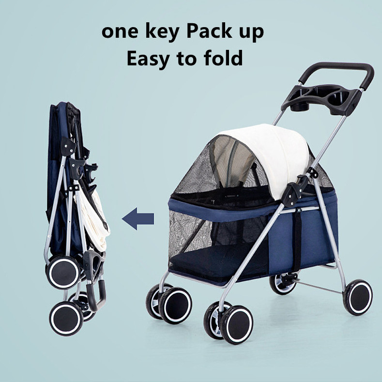 Wholesale custom pet stroller cat teddy outdoor portable folding pet cart car dog cat pika small buggy dog stroller