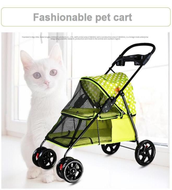 Wholesale pet accessories high quality portable dog stroller 4 wheels pet trailer foldable blue double cat stroller pet dog cart