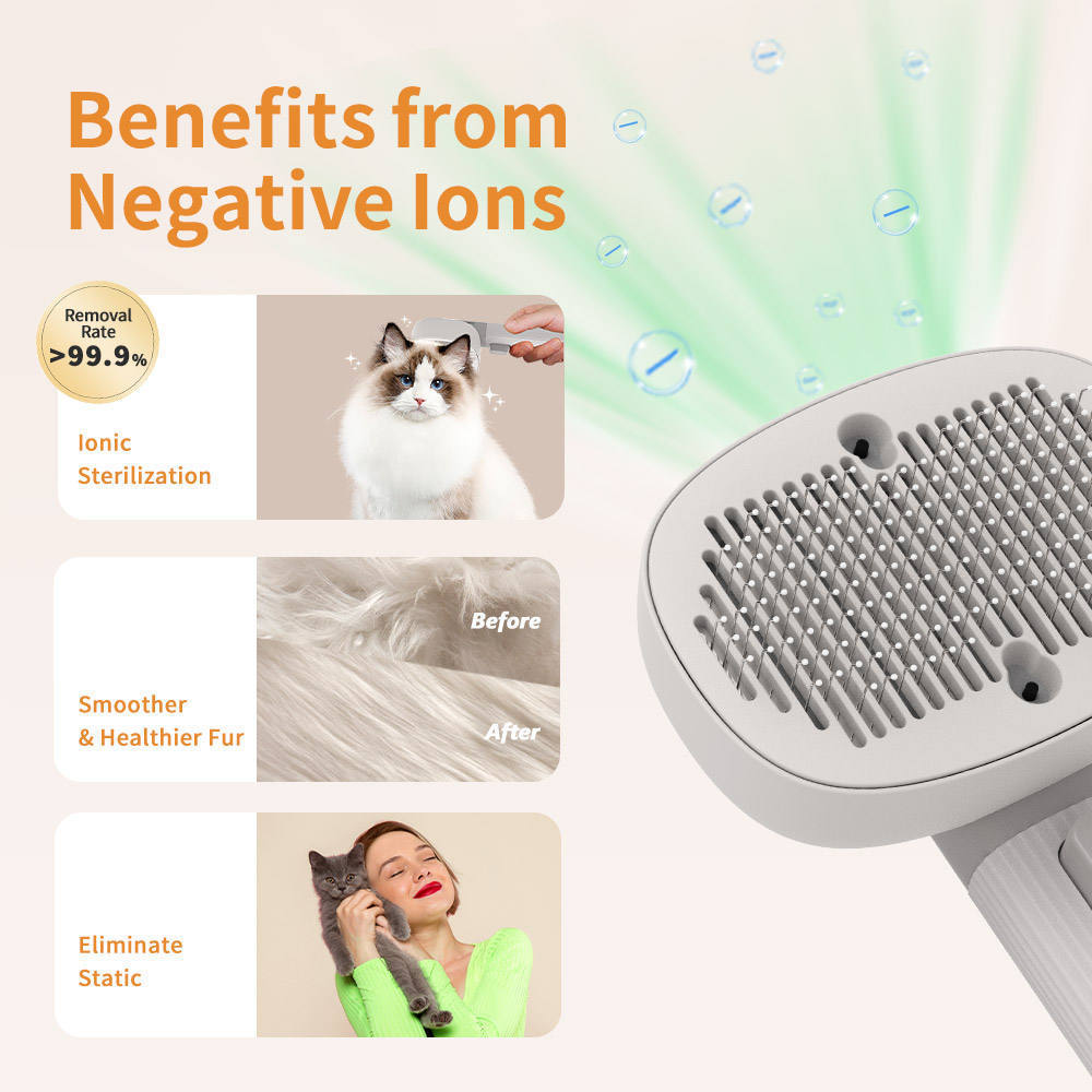 2024 New Pet Grooming Products Multifunctional Negative Ion Massage Pet Brush Cat Dog Comb Self Cleaning Slicker Brush for cat