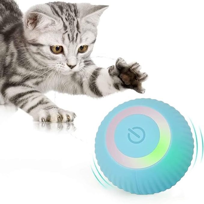 Wholesale Smart Tennis Pets Chew Toys USB Rechargeable Silicone Automatic Interactive Cat Toys Ball toys for cats