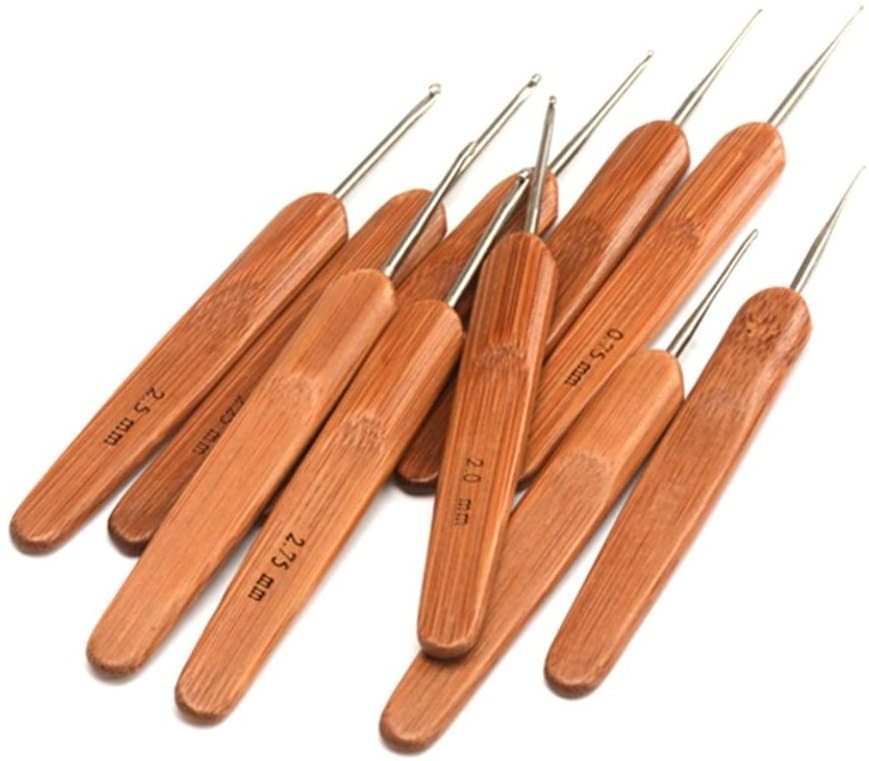 Dimuni 10pcs per set High Quality Knitting Needles Wood Crochet Hook