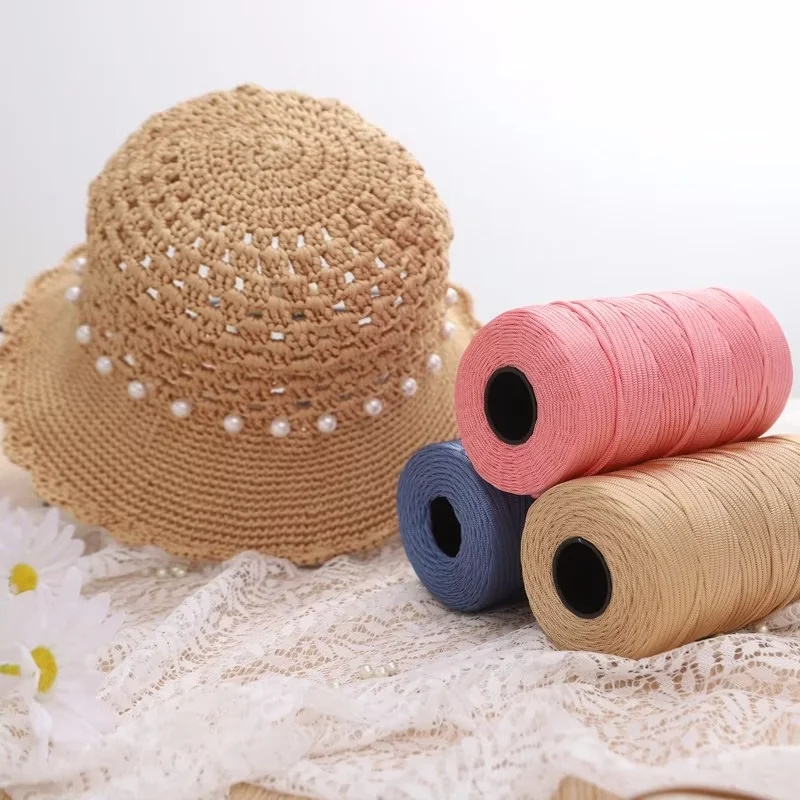 Dimuni 250g 2.5mm flat crochet hook 4.0mm Ice silk thread crochet yarn large cone spring and summer sun hat yarn PP yarn