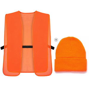 Upland Hunting Vest Blaze Orange And Tan Briar Proof Game Outdoor Hat for Cold Weather