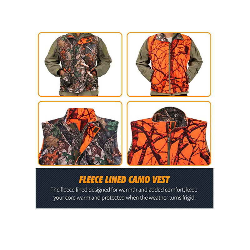 Custom double-sided wear Green Woodland camo Orange camo hunting vest Orange vest