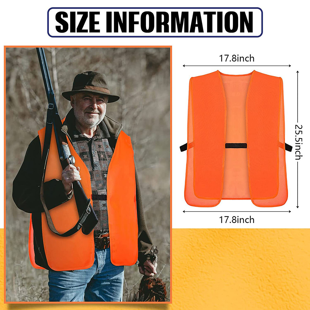 High Quality Reflective Orange Hunting Fishing Vest For Outdoor Breathable Photographer Vest