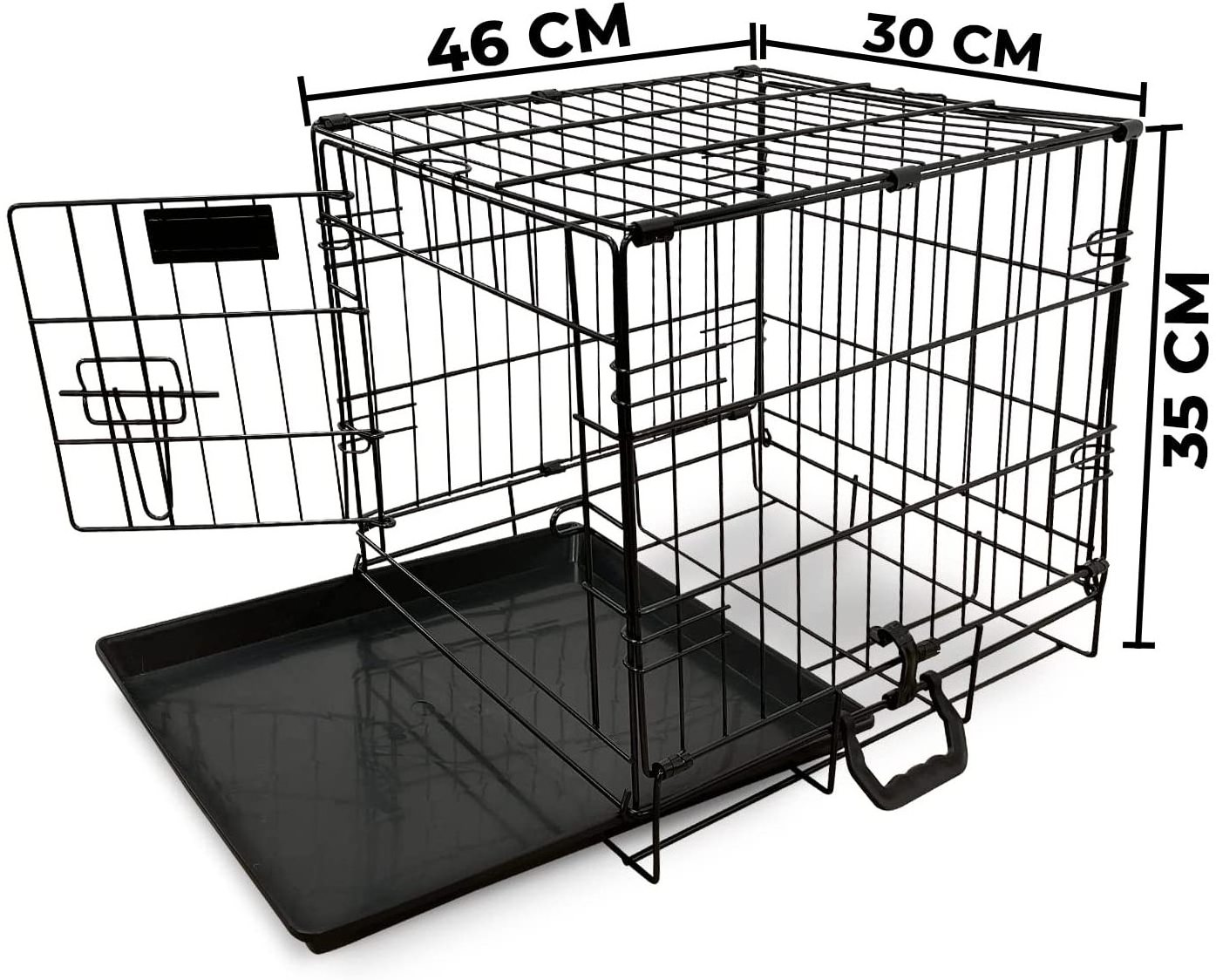 Dog Puppy Cage Folding 2 Door Crate with Plastic Tray Extra