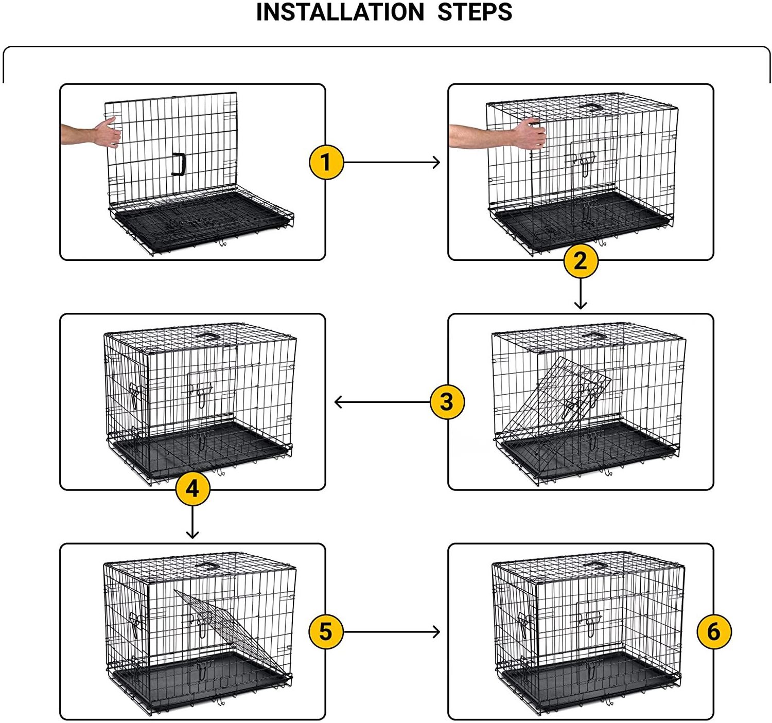 Dog Puppy Cage Folding 2 Door Crate with Plastic Tray Extra