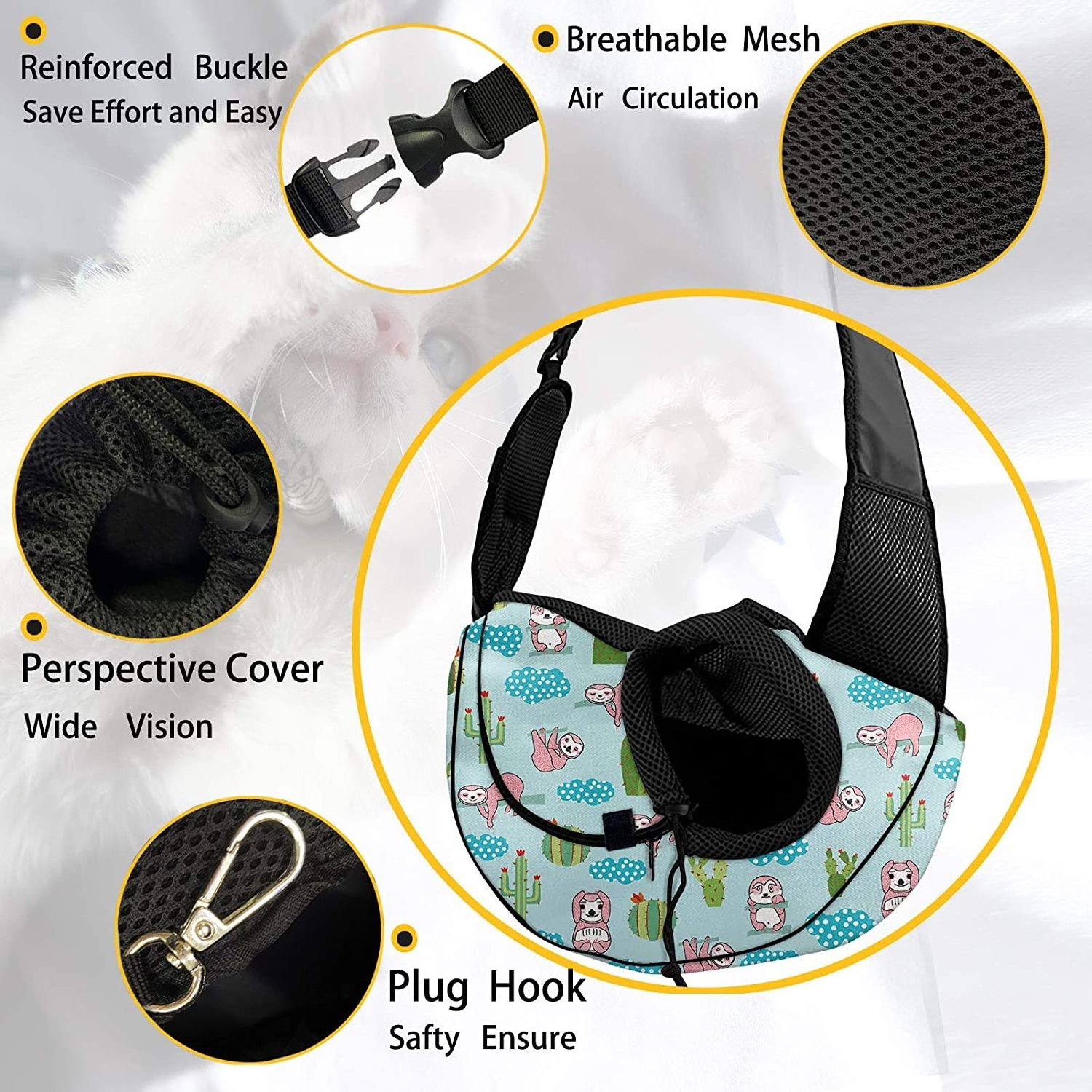 Pet Dog Sling Carrier Puppy Sling Bag Small Dogs Cats Carrier Adjustable Strap Mesh Hand Free Dog Satchel Carrier for Outdoor