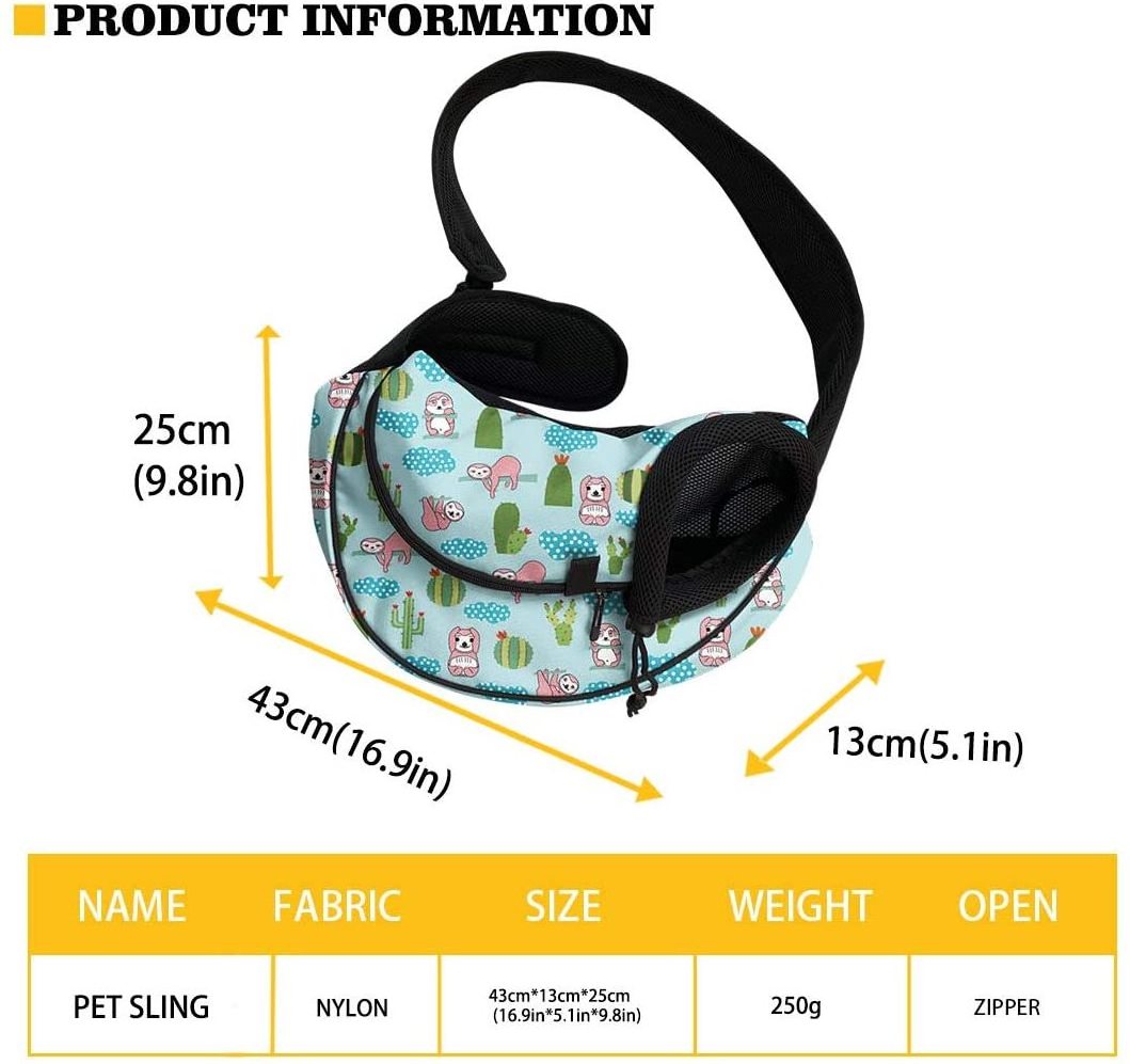 Pet Dog Sling Carrier Puppy Sling Bag Small Dogs Cats Carrier Adjustable Strap Mesh Hand Free Dog Satchel Carrier for Outdoor