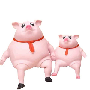 Factory wholesale office Pink rubber pressure relief pig animal doll Cute funny creative space sand soft toy