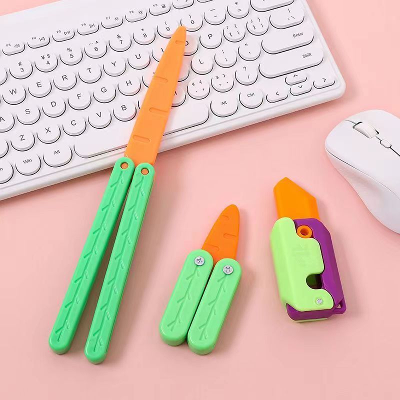 Factory wholesale radish series large and small 3D fidget decompression student radish knife carrot shark banana small toys