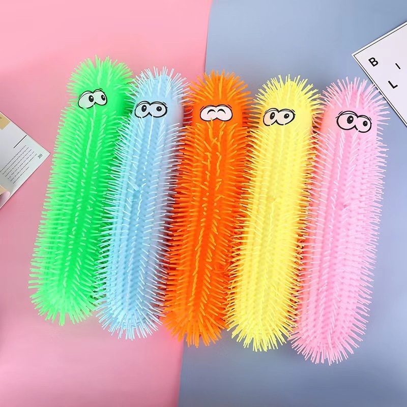 Wholesale 33cm Anti Stress Tpr Squeeze Novelty Toys Kids Soft Caterpillar Big Size Puffer Ball Toy  Squeeze Toys puffer Ball