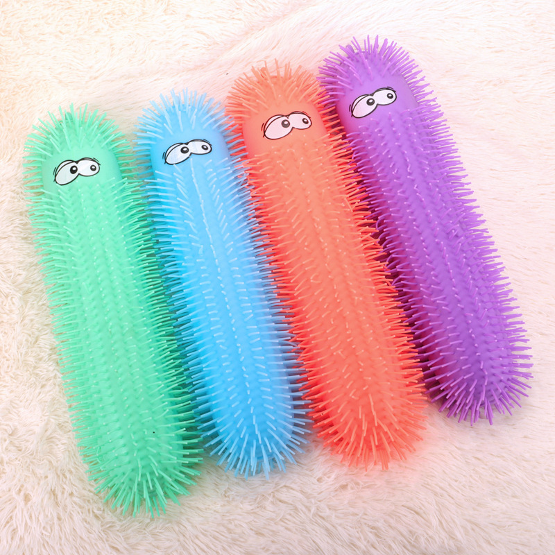 Wholesale 33cm Anti Stress Tpr Squeeze Novelty Toys Kids Soft Caterpillar Big Size Puffer Ball Toy  Squeeze Toys puffer Ball