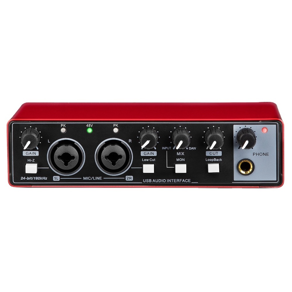 Biner MD22 Professional 2 Channel Sound Card 24Bit 192Hkz Audio Interface For Live Recording