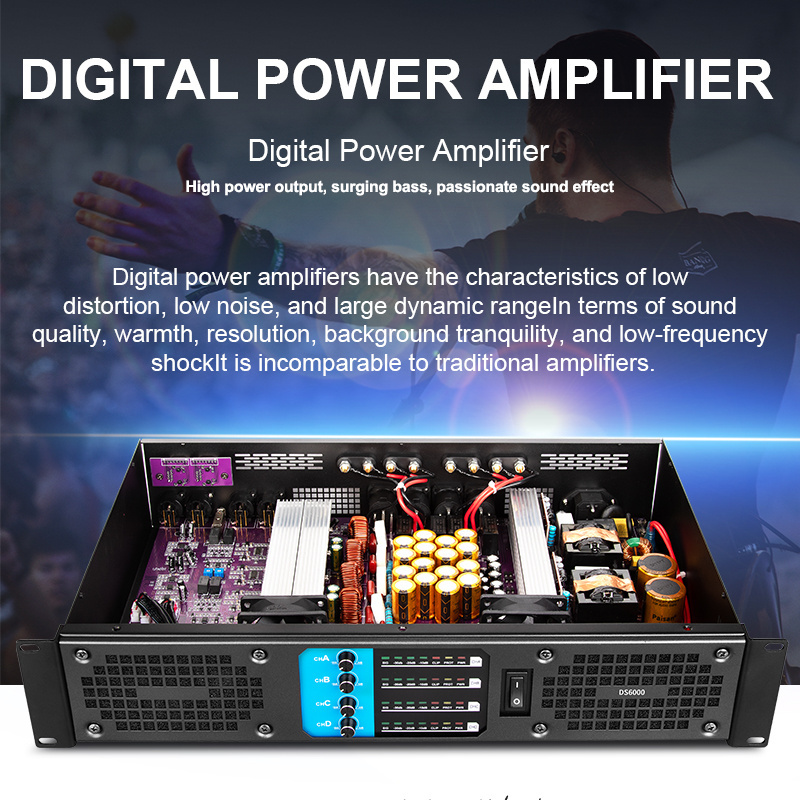 OEM DS6000 4 channel 600W*4 Power Amplifier Professional For Sound System Stage Amplifier