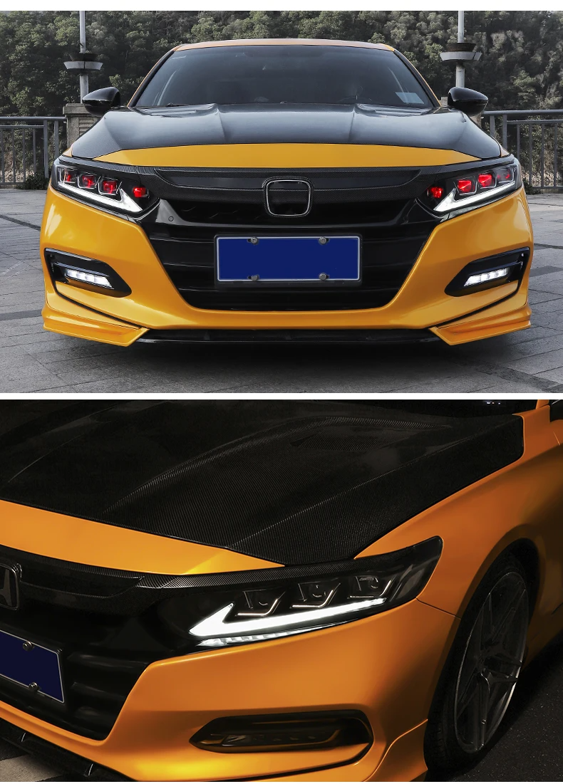 Headlight Assembly Modified Full LED Bi-optical Lens Streamer Turn Signal Suitable For Honda 10th Accord  2018-2021