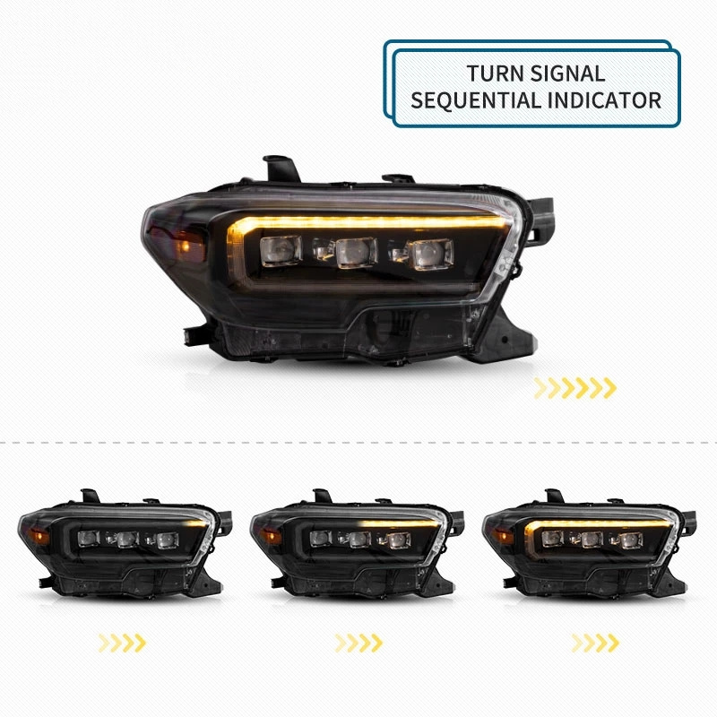 Auto Lamp LED Headlight With Full LED Lens and Sequential Signal For Toyota Tacoma 2015 2016 2017 2018 2019 2020