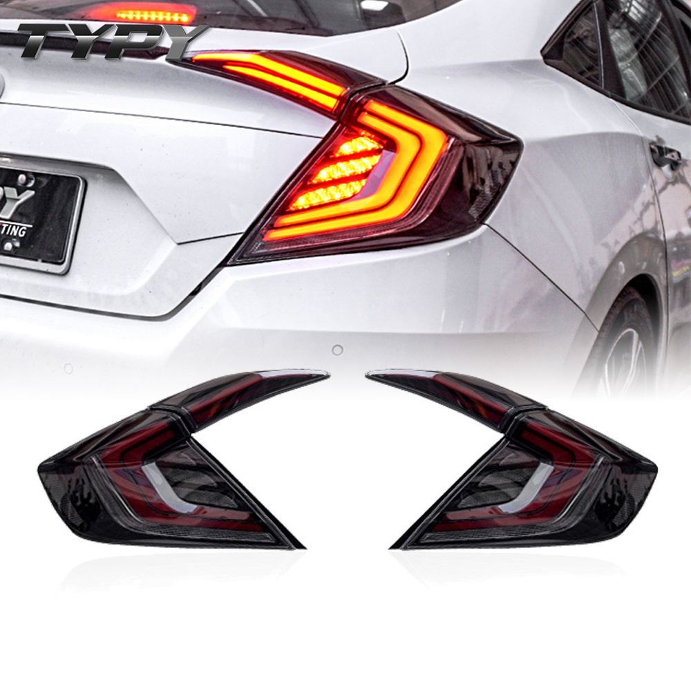 New Modified Headlights With Spoiler Lights Car Tail Rear Bumper Lights Stop Lamp Led Tail Light for Honda Civic 2016-2021