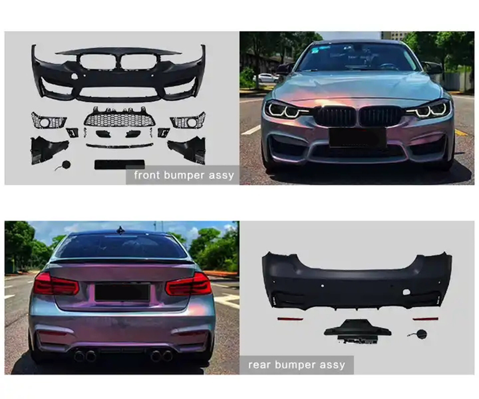 Car Modified M3 Style Side Skirts Exhaust Pipe and Hood Fender Body Kit For BMW 3 Series F30 M3 2013-2018 Bumper Body Kits