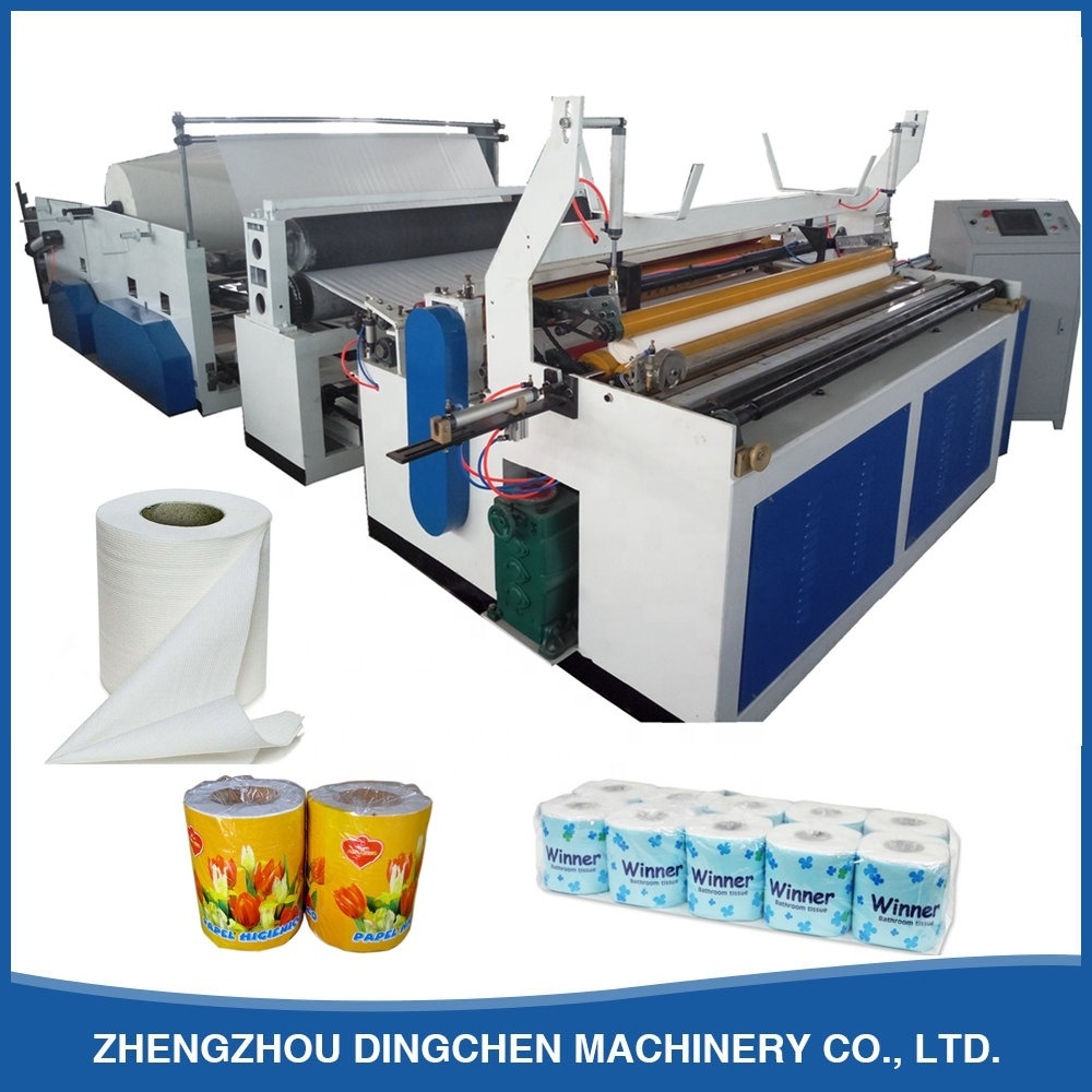 Automatic Toilet Tissue Paper Roll Rewinding Converting Making Machine With Perforating and Embossing