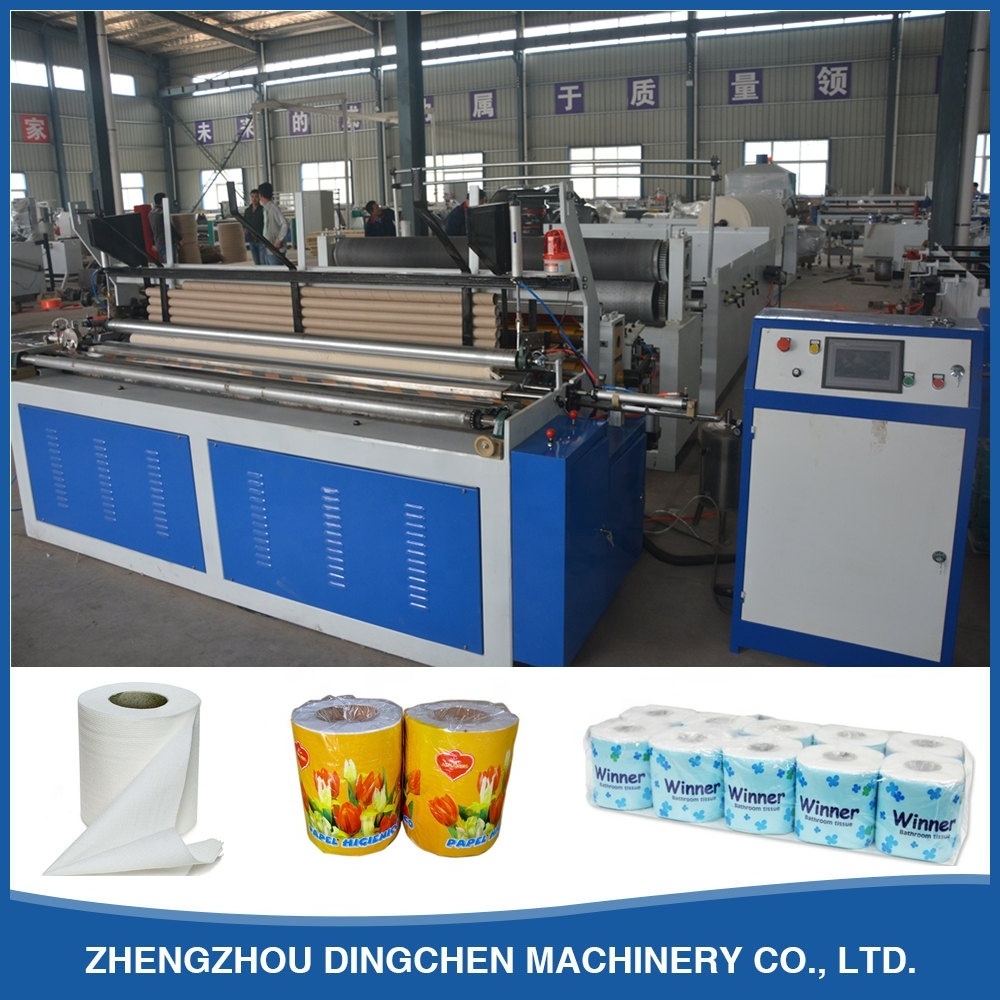 Automatic Toilet Tissue Paper Roll Rewinding Converting Making Machine With Perforating and Embossing