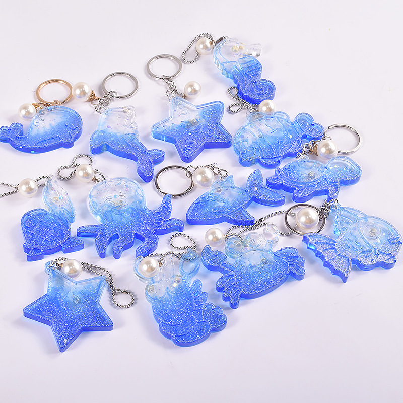 Crystal Drip Glue Jellyfish Shell Sea Animal Keychain Silicone Resin Mold DIY Craft Ocean Series Earrings Pendant Making Mold