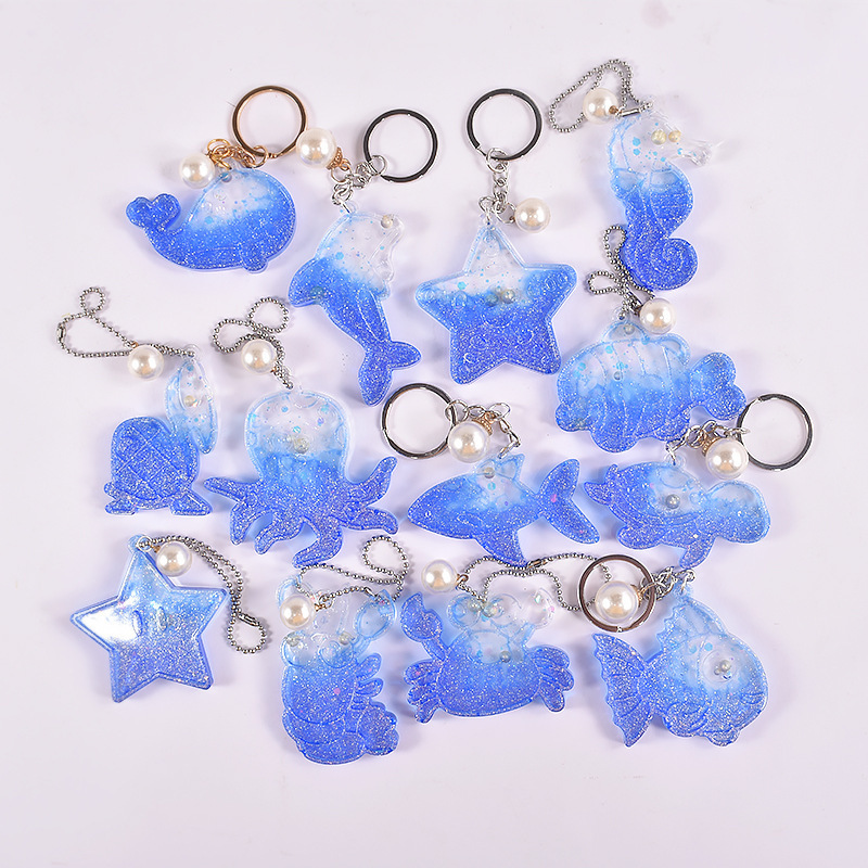 Crystal Drip Glue Jellyfish Shell Sea Animal Keychain Silicone Resin Mold DIY Craft Ocean Series Earrings Pendant Making Mold