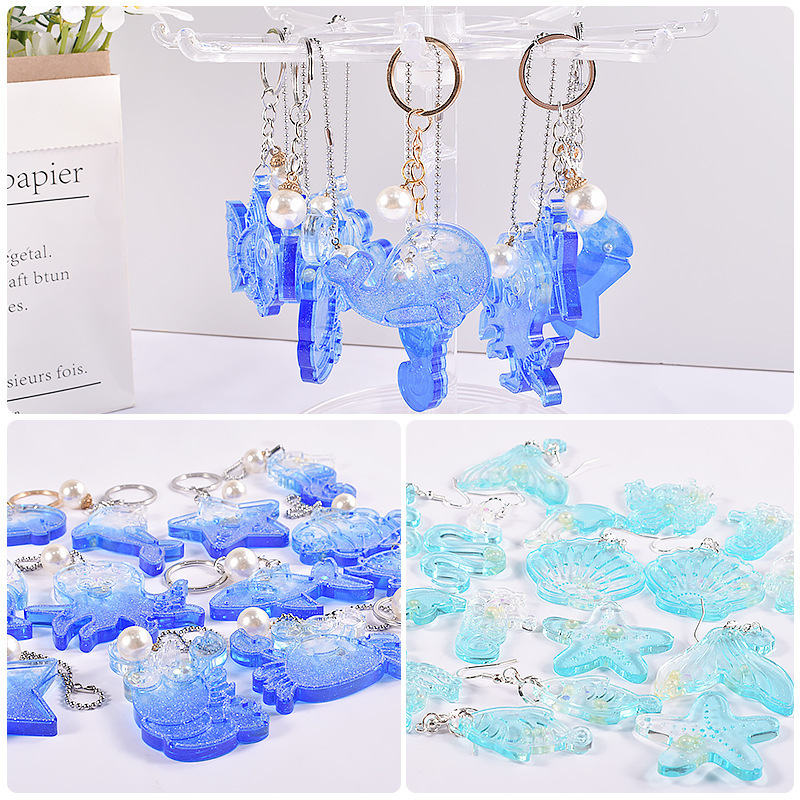 Crystal Drip Glue Jellyfish Shell Sea Animal Keychain Silicone Resin Mold DIY Craft Ocean Series Earrings Pendant Making Mold