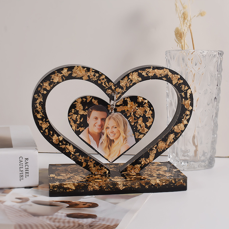 Heart-Shaped Photo Frame Silicone Mold Desktop Decoration Ornaments Valentine's Day Gift Casting Mould DIY Crafts Making Tool