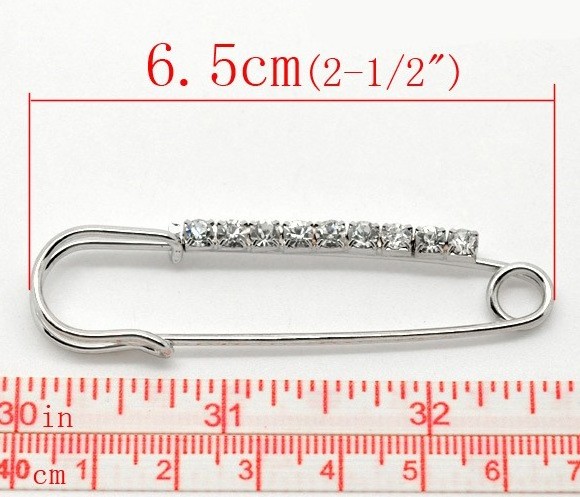 10 Pieces Silver Tone Rhinestone Safety Pins,Brooch Safety Pins for for Skirts Sweater Scarf Lapel Hat Accessories