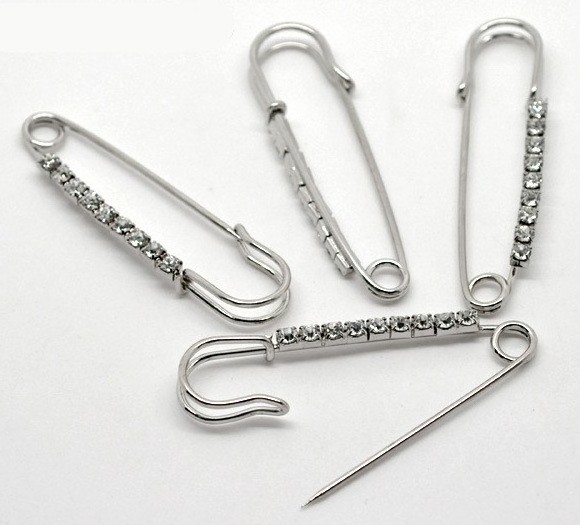 10 Pieces Silver Tone Rhinestone Safety Pins,Brooch Safety Pins for for Skirts Sweater Scarf Lapel Hat Accessories