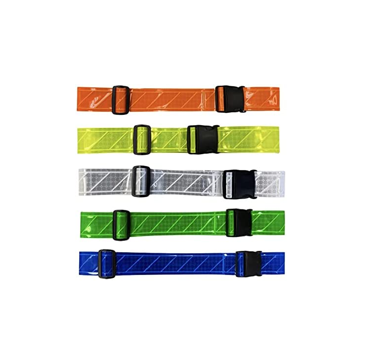 BSCIReflective PVC Belt for Running Cycling Walking Belt Adjustable PVC Reflective Waist Reflector Belt Reflective Safety Straps