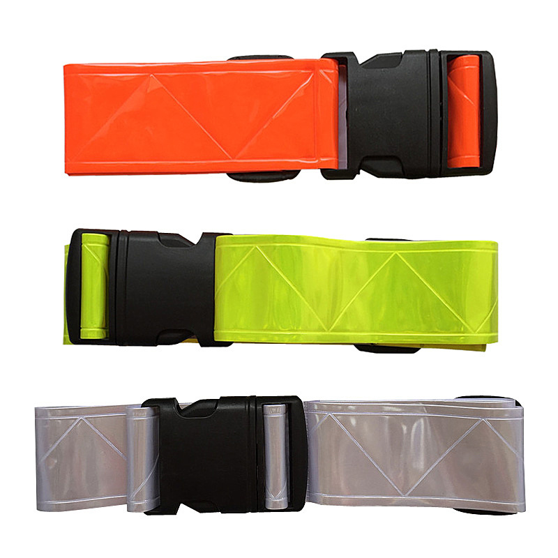 BSCIReflective PVC Belt for Running Cycling Walking Belt Adjustable PVC Reflective Waist Reflector Belt Reflective Safety Straps