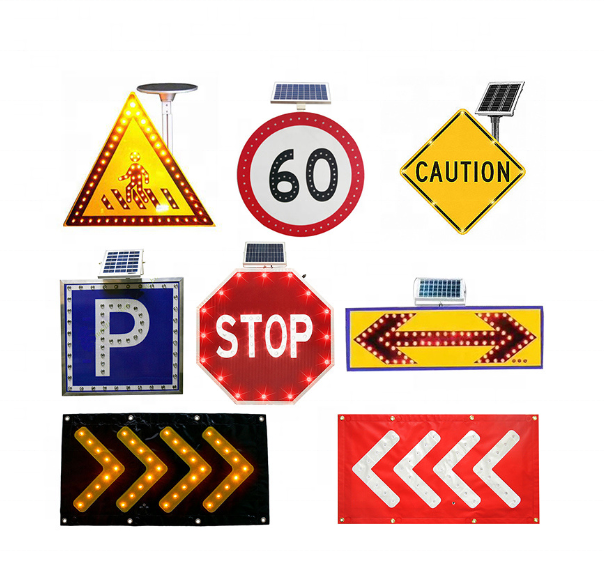 Solar Powered Road Safety Sign Blinking Light Warning Signal Led Traffic Stop Sign Radar Speed Sign