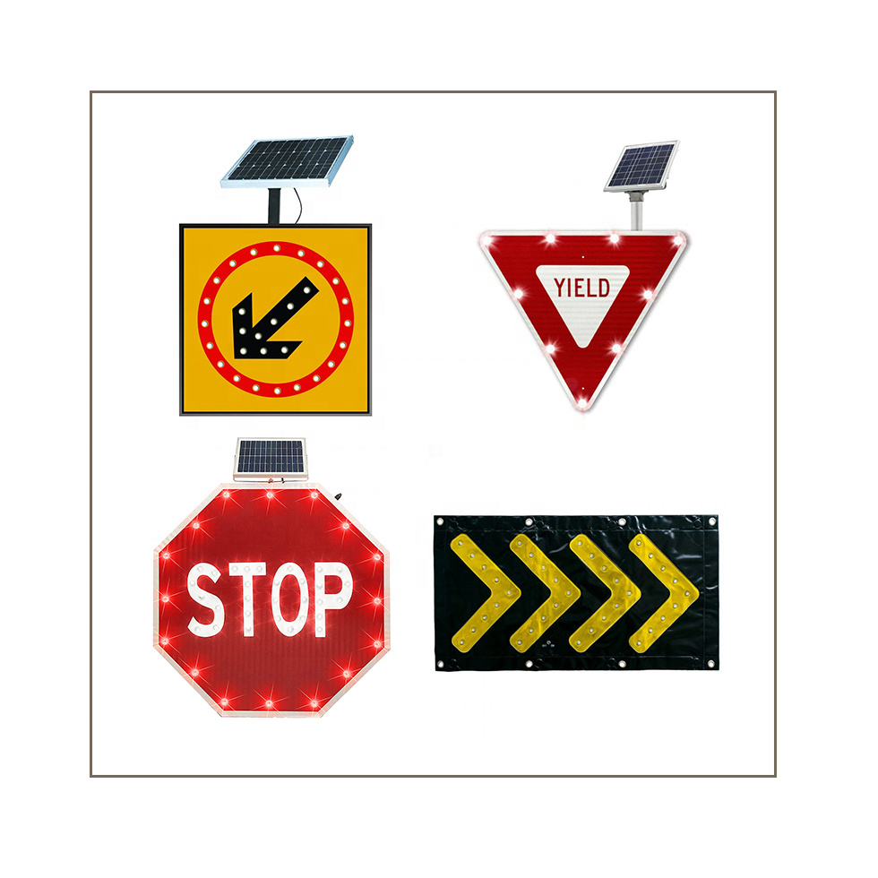 Solar Powered Road Safety Sign Blinking Light Warning Signal Led Traffic Stop Sign Radar Speed Sign