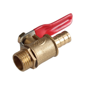 High quality red long handle brass Male  1/4" NPT Thread x 3/8"gas ball valve