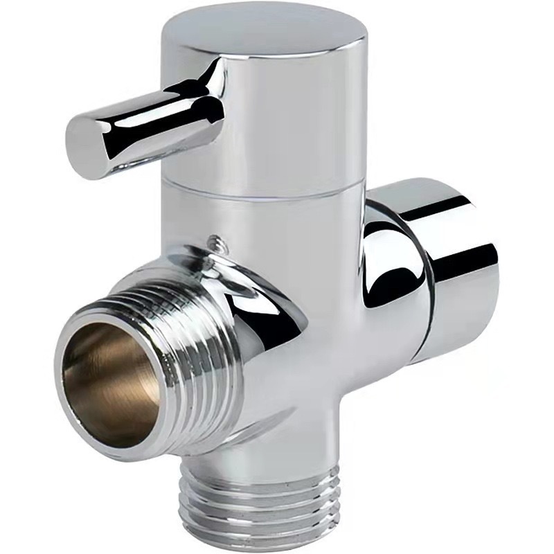 G1/2in Shower Arm All Metal Universal 3 Way Brass Diverter Valve  Water Distribution Valve Chrome plated For Shower Head Three-w