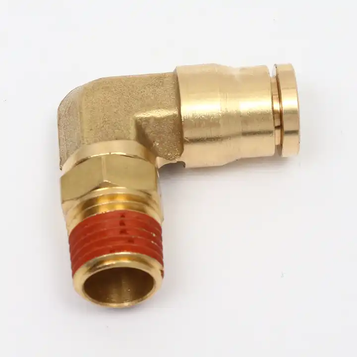 Brass DOT Air Brake Line Push in Fitting 90 Degree Swivel Male To Push to Connect Elbow