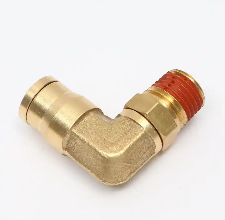 Brass DOT Air Brake Line Push in Fitting 90 Degree Swivel Male To Push to Connect Elbow